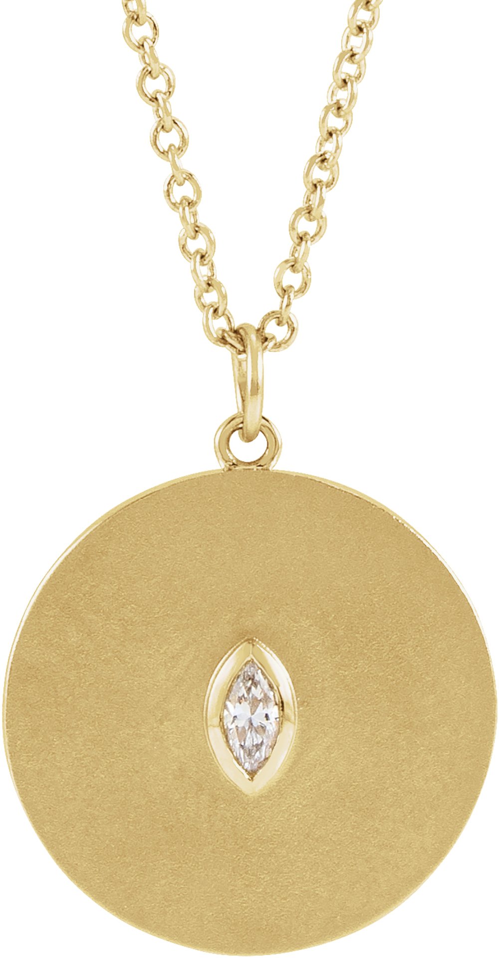 14K Yellow Gold .05 CT Natural Diamond Disc 16-18" Necklace