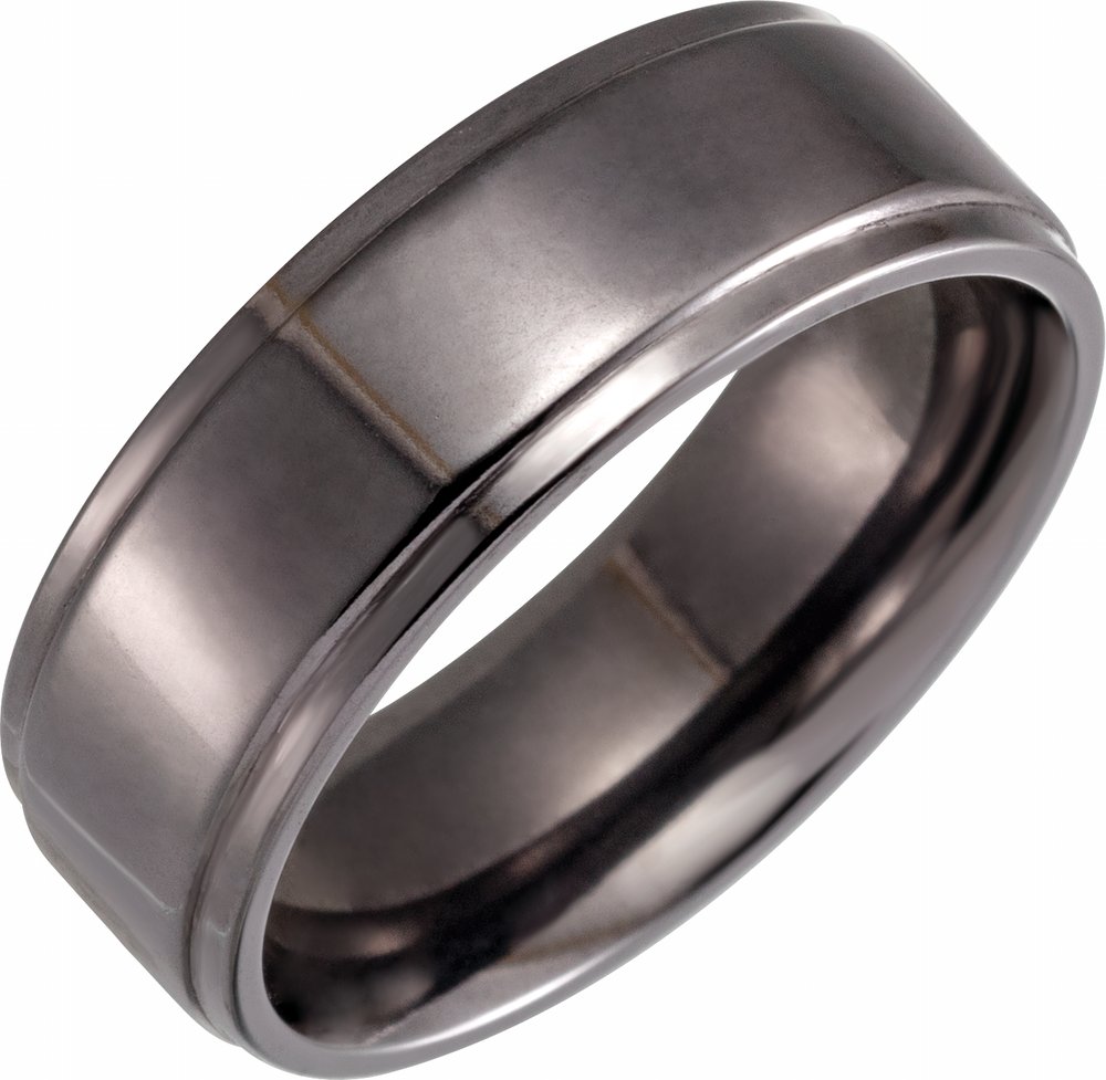 Tantalum 8 mm Stepped-Edge Comfort-Fit Flat Band Size 8