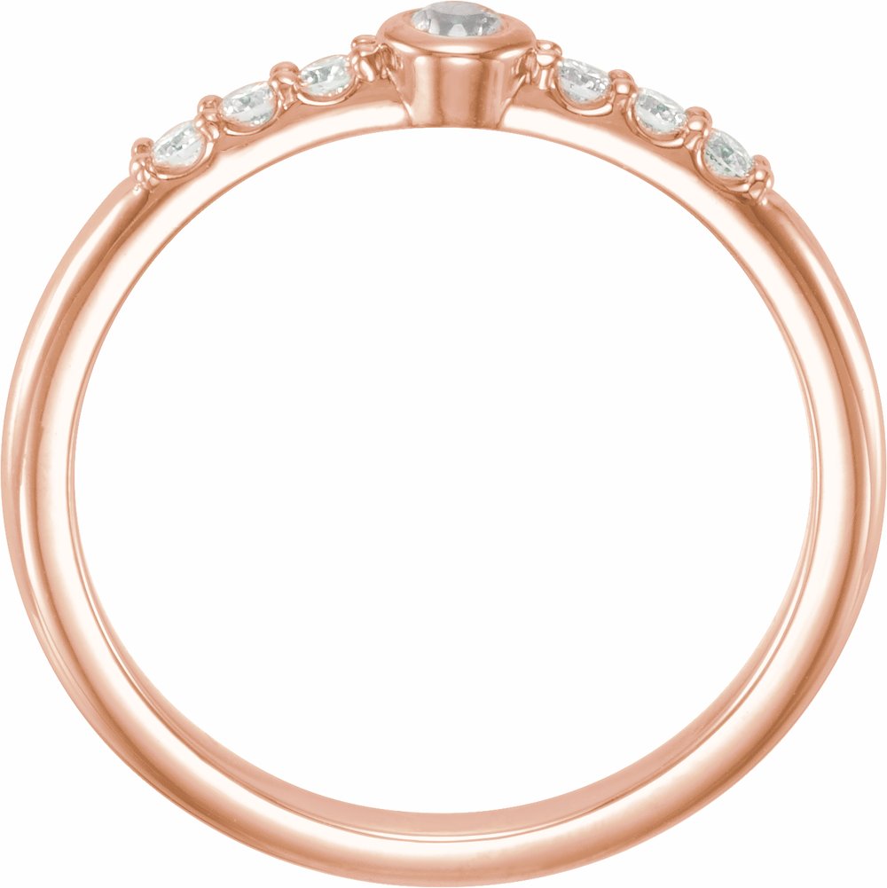 14K Rose Gold Natural Blue Sheen Moonstone & 1/6 CTW Natural Diamond Stackable Ring
