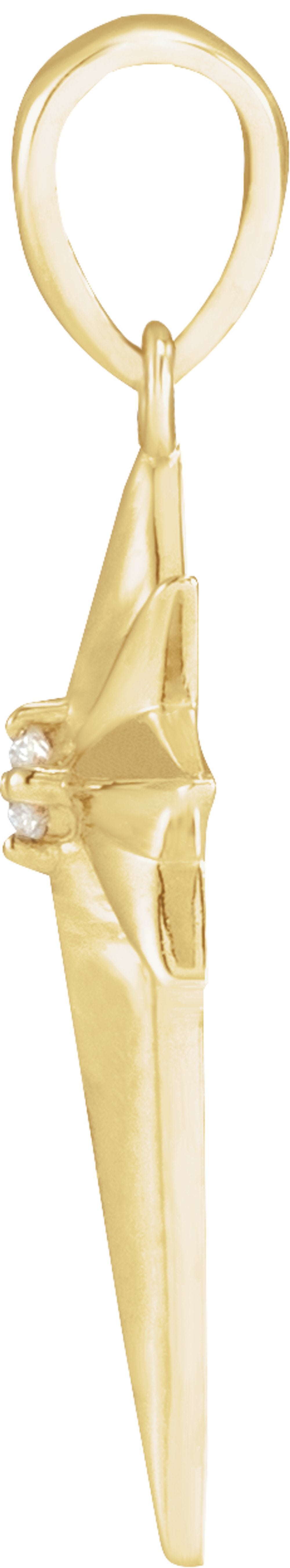 14K Yellow Gold .03 CT Natural Diamond Star Cross Pendant
