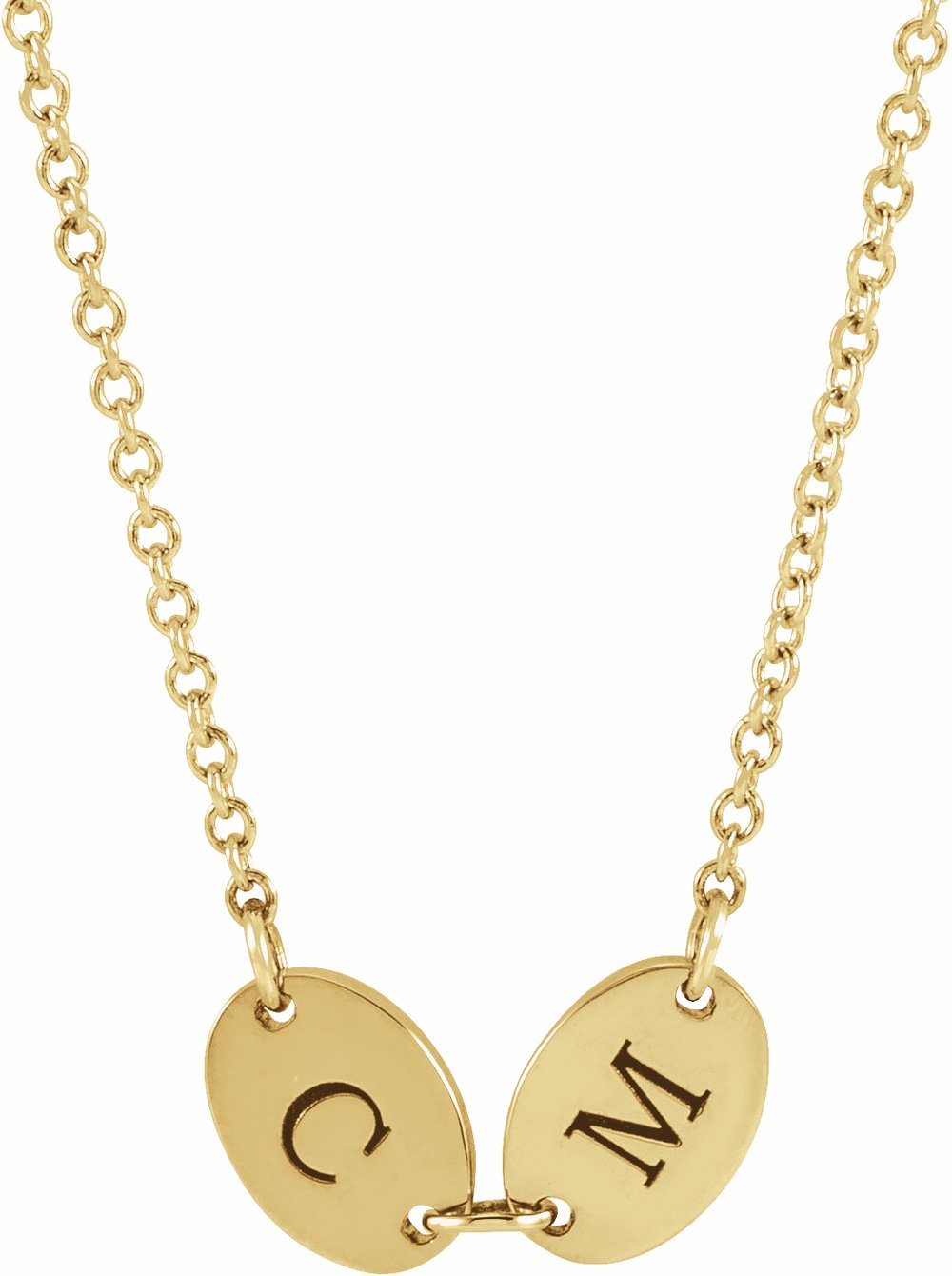 14K Yellow Gold 2-Disc Engravable Family Disc 18" Necklace