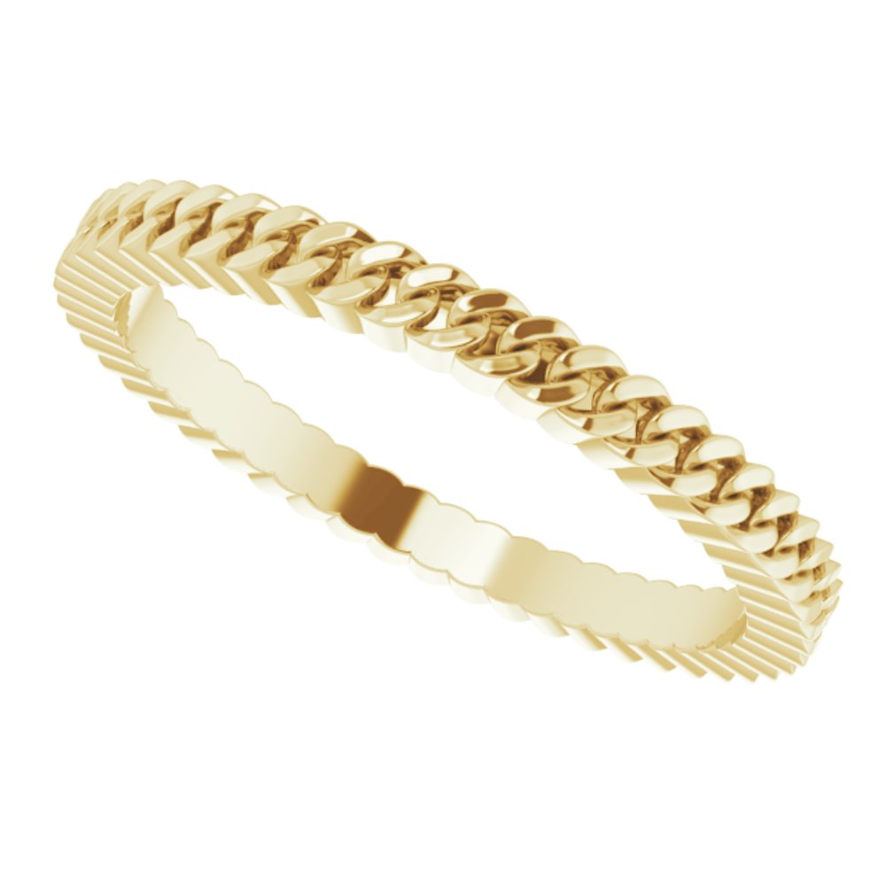 14K Yellow Gold 2 mm Chain Link Band Size 7