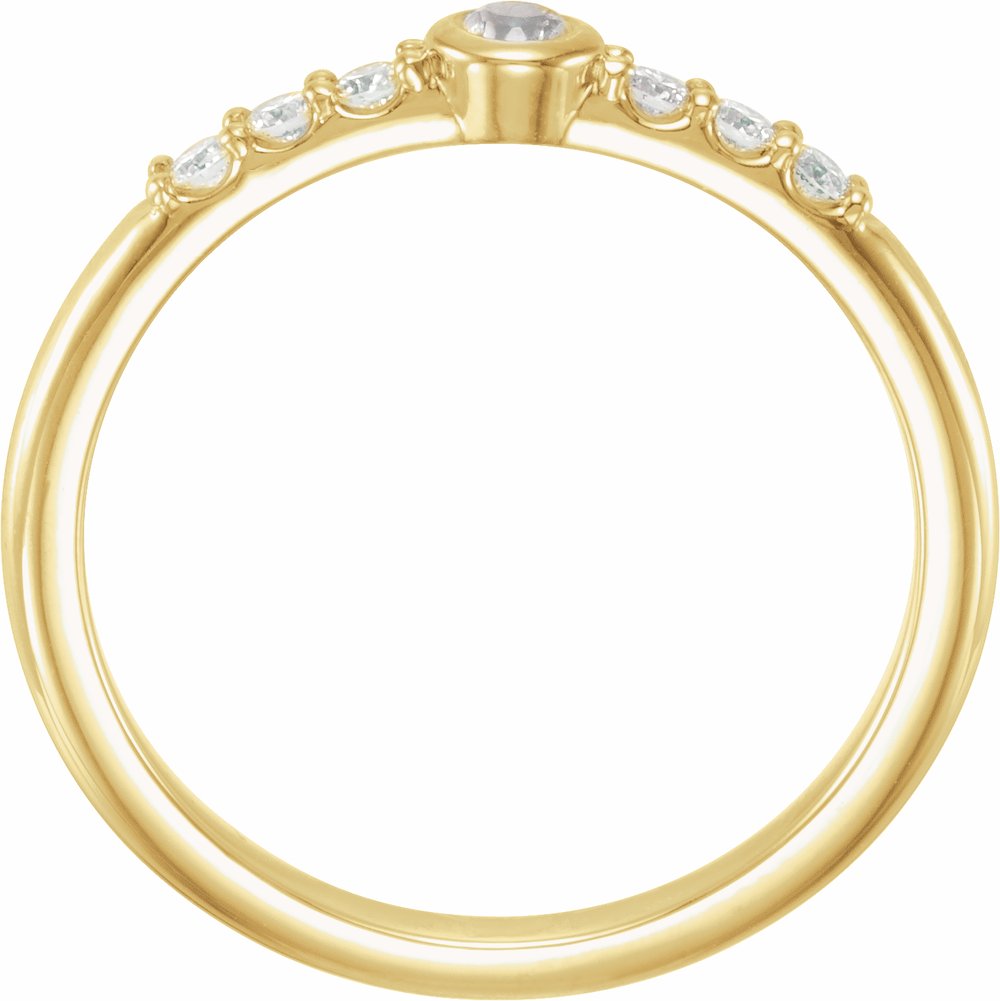 14K Yellow Gold Natural Blue Sheen Moonstone & 1/6 CTW Natural Diamond Stackable Ring