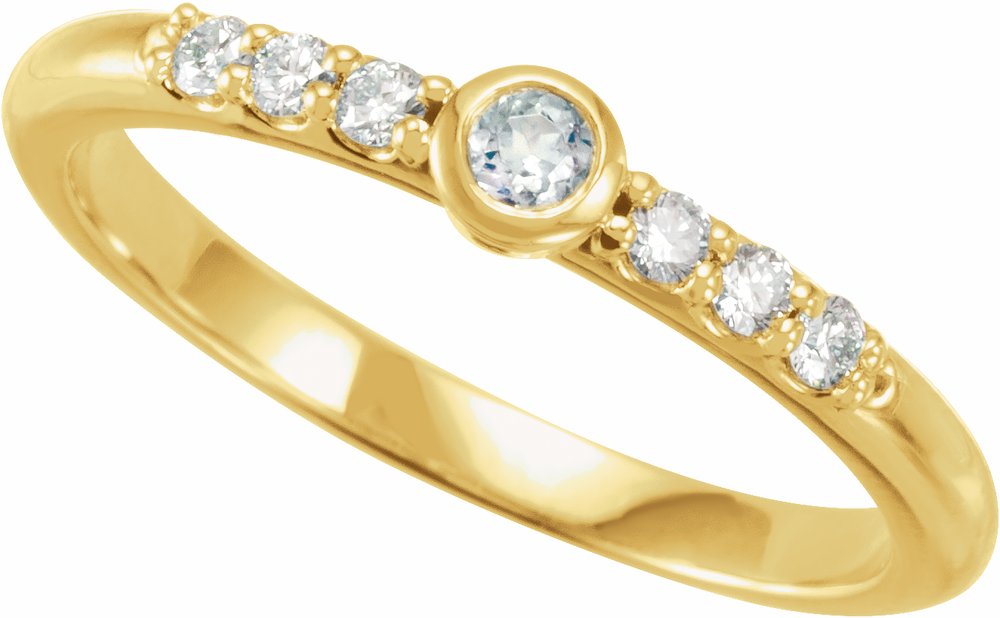 14K Yellow Gold Natural Blue Sheen Moonstone & 1/6 CTW Natural Diamond Stackable Ring