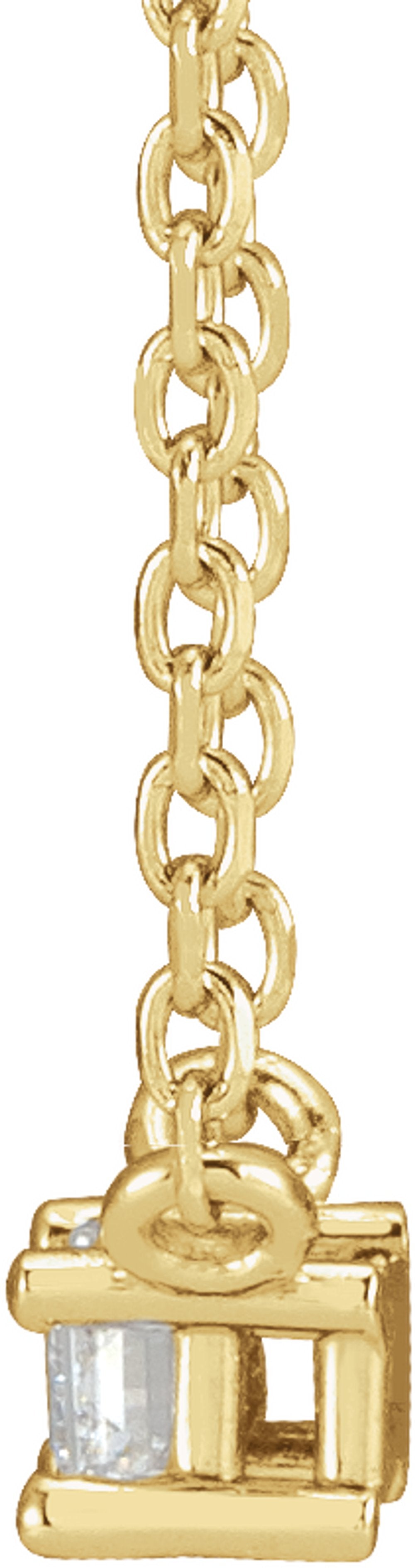 14K Yellow Gold 1/8 CT Natural Diamond Solitaire 18" Necklace