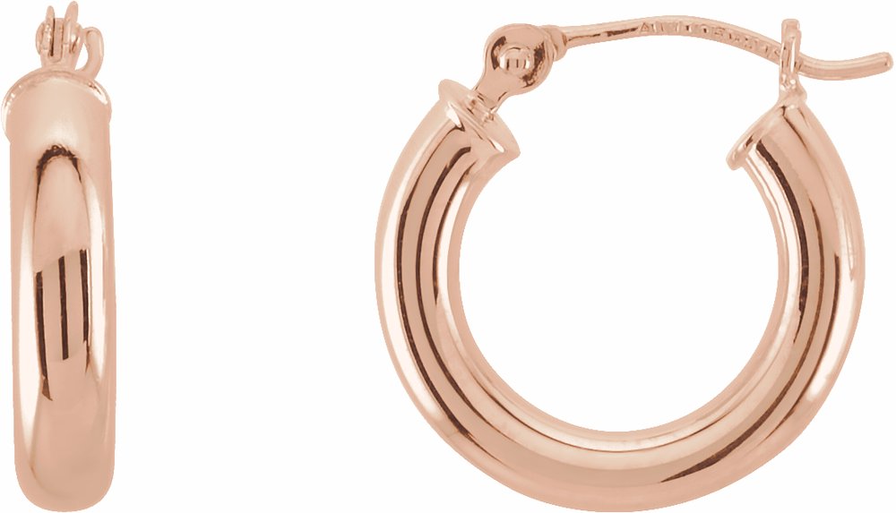 14K Rose Gold Tube 15 mm Hoop Earrings