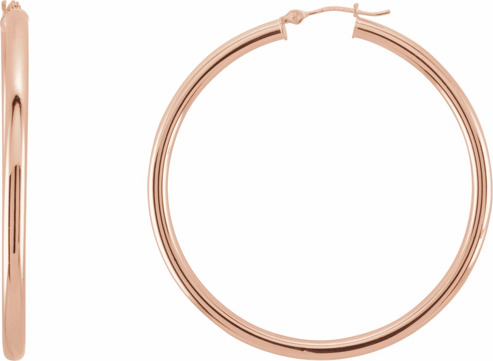 14K Rose Gold Tube 48 mm Hoop Earrings