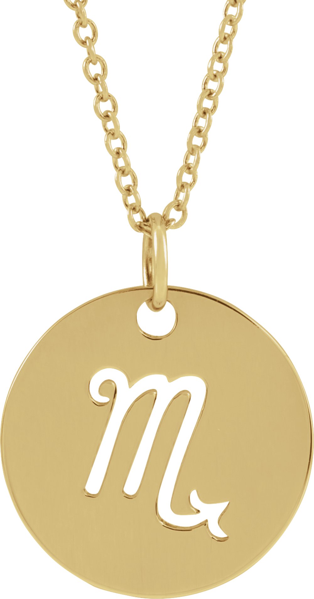 14K Yellow Gold Scorpio Zodiac Disc 16-18" Necklace