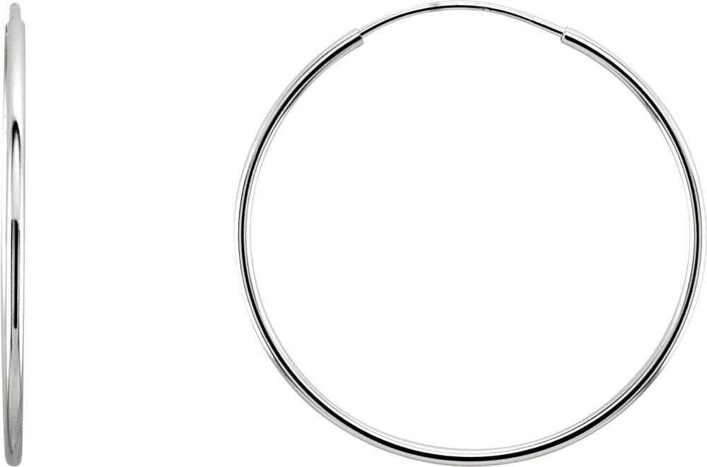 14K White Gold Endless Tube 24 mm Hoop Earring