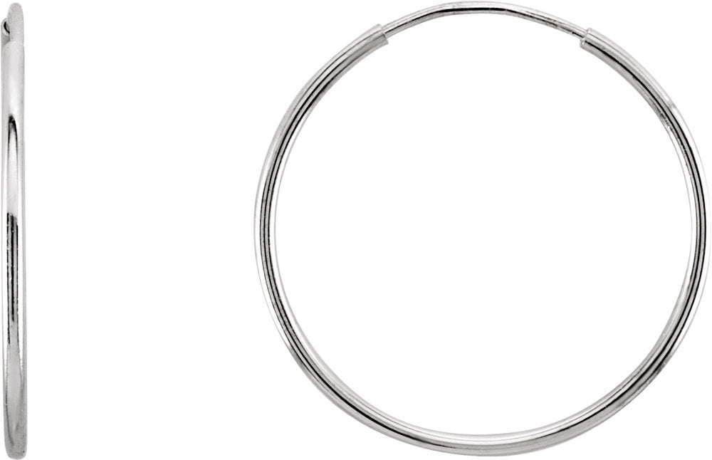 14K White Gold Endless Tube 20 mm Hoop Earring