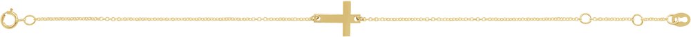 14K Yellow Gold Engravable Cross 6 1/2-7 1/2" Bracelet