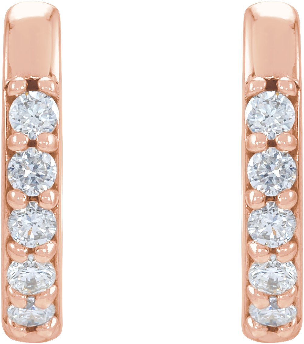 14K Rose .08 CTW Natural Diamond 10 mm Huggie Earrings