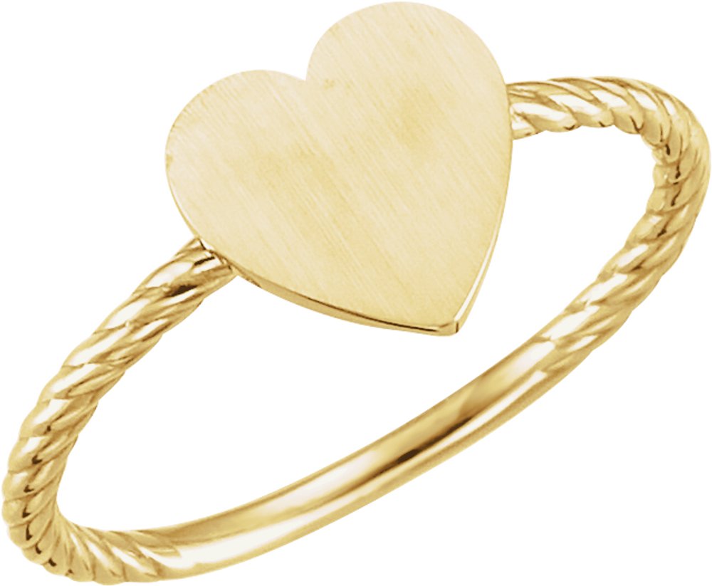 14K Yellow Be Posh® Engravable Rope Signet Ring