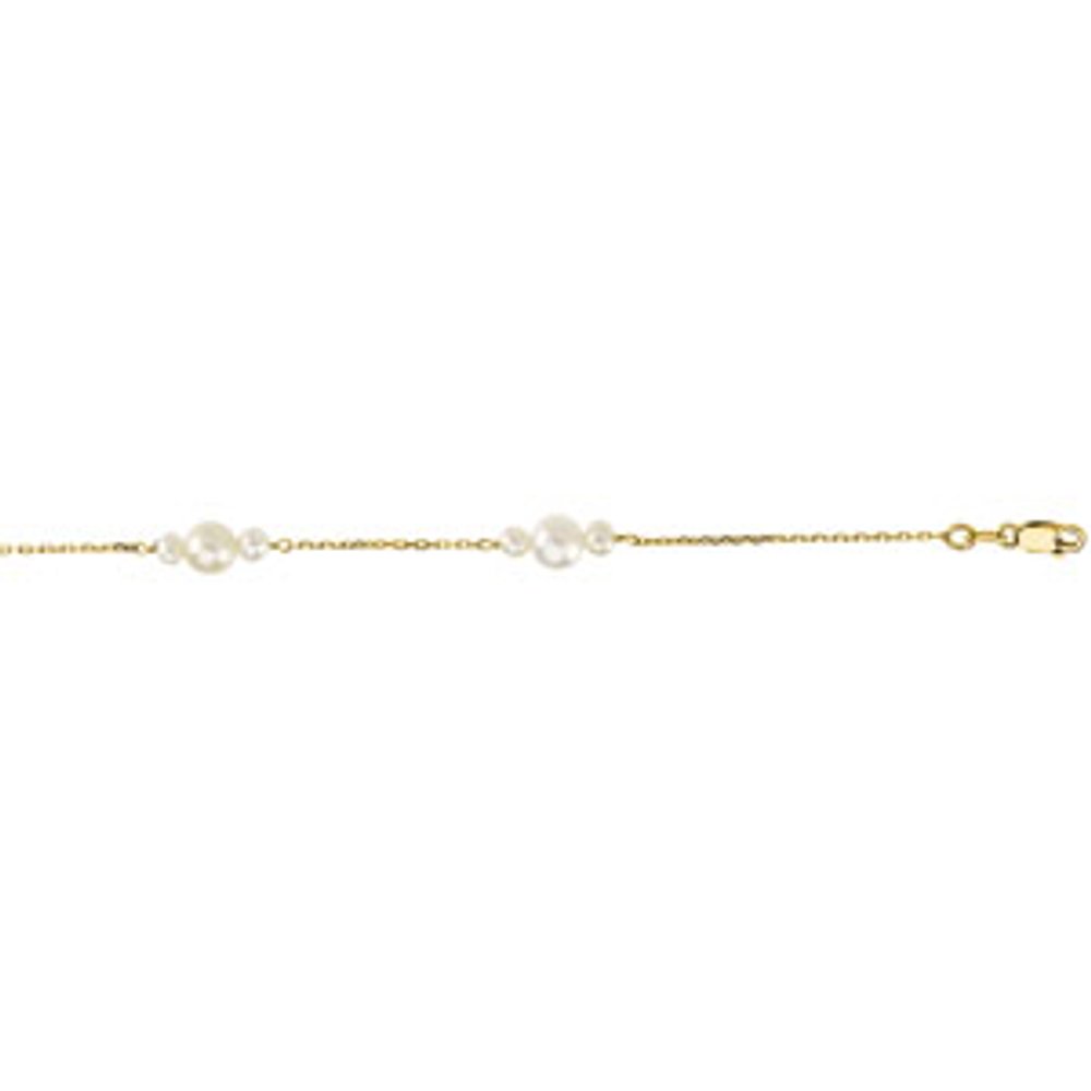 14K Yellow Gold Cultured White Freshwater Pearl 17" Necklace