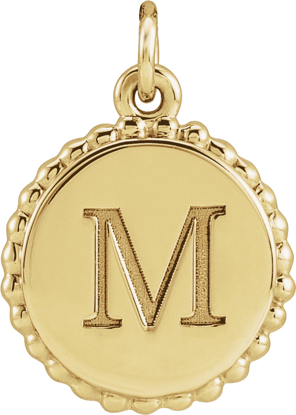 14K Yellow Gold Engravable Beaded Charm/Pendant