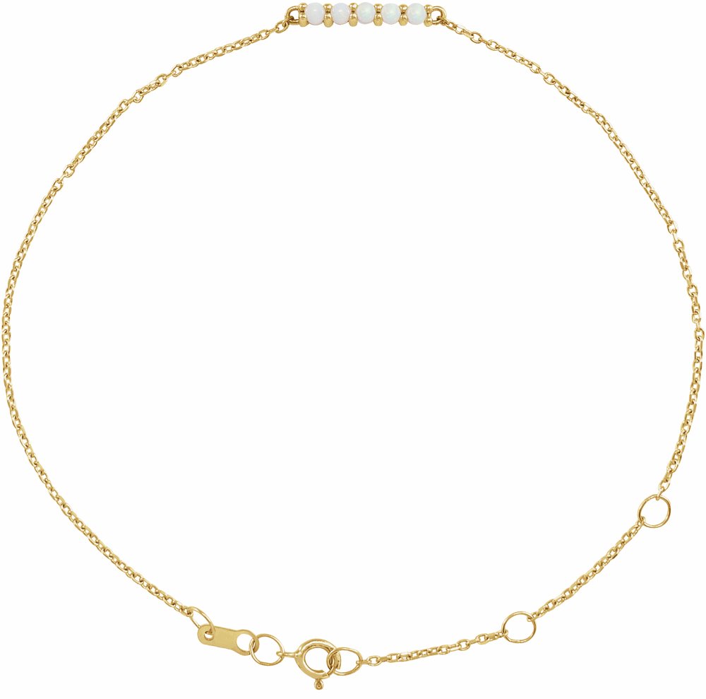 14K Yellow Gold Natural Ethiopian Opal Bar 6 1/2-7 1/2" Bracelet