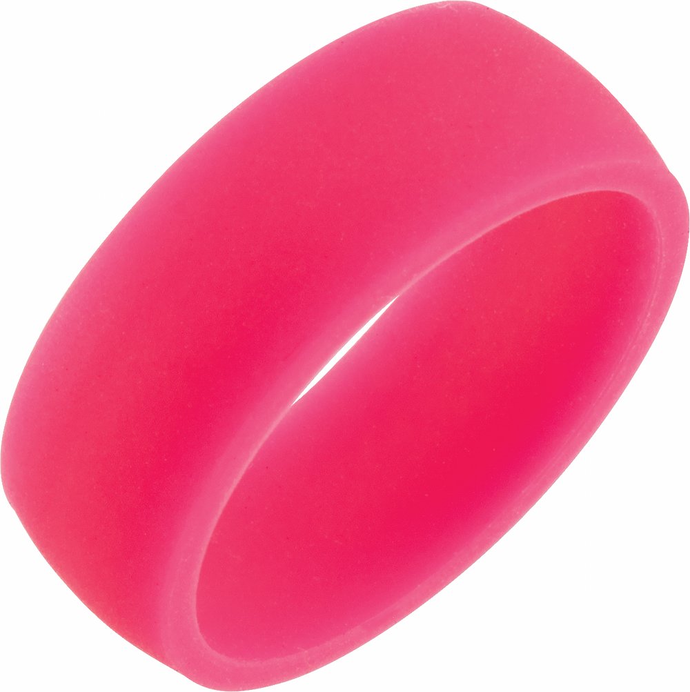 Pink Silicone 7 mm Comfort-Fit Half Round Band Size 5