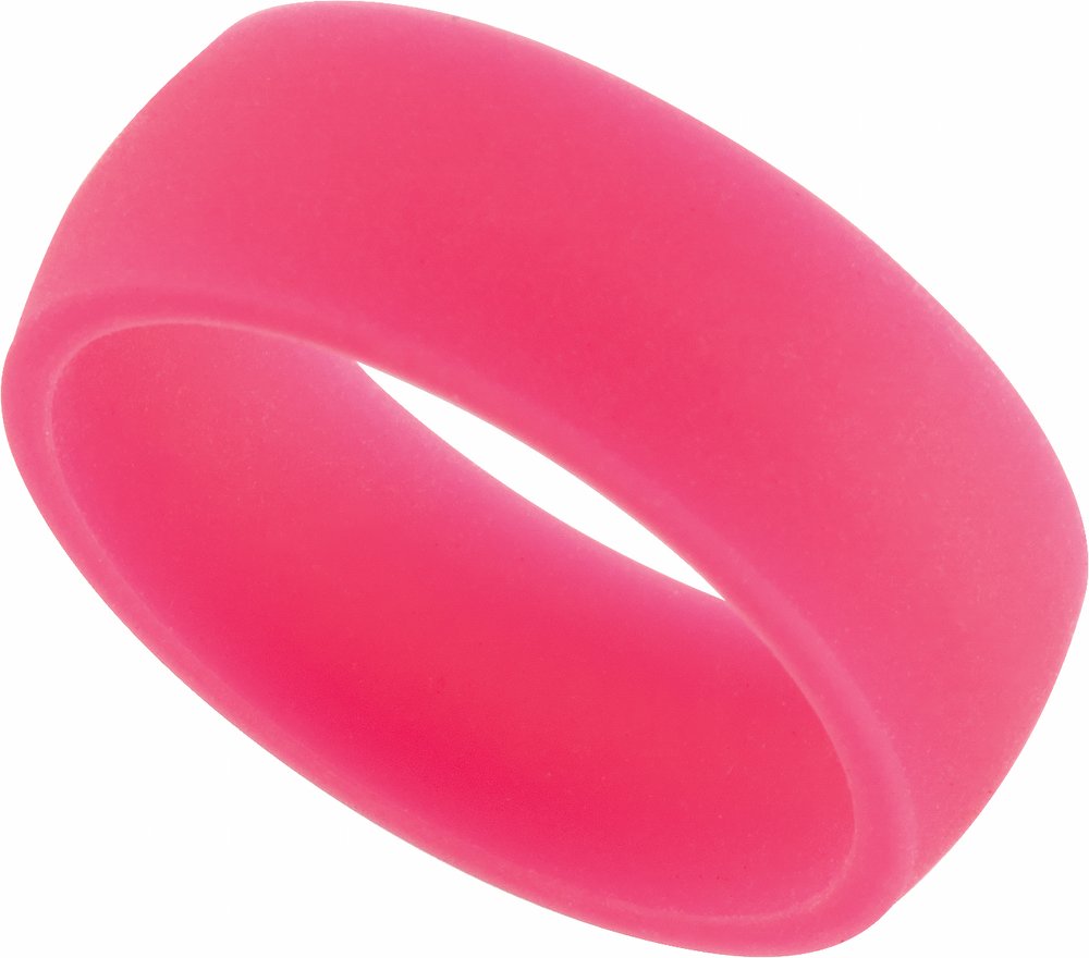 Pink Silicone 7 mm Comfort-Fit Half Round Band Size 8