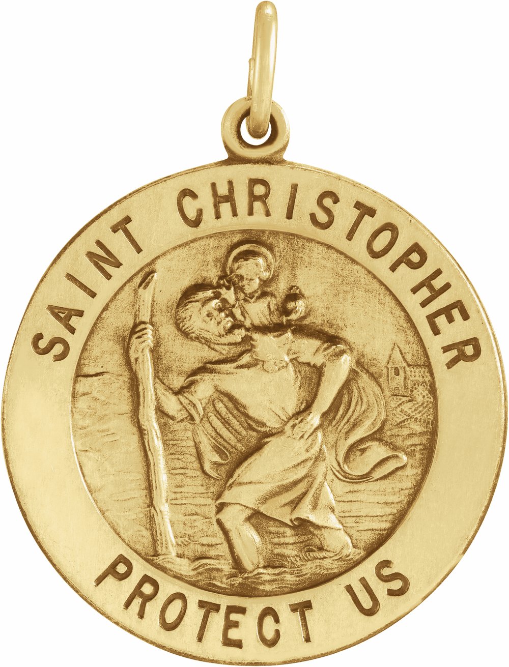 14K Yellow Gold 25 mm St. Christopher Medal