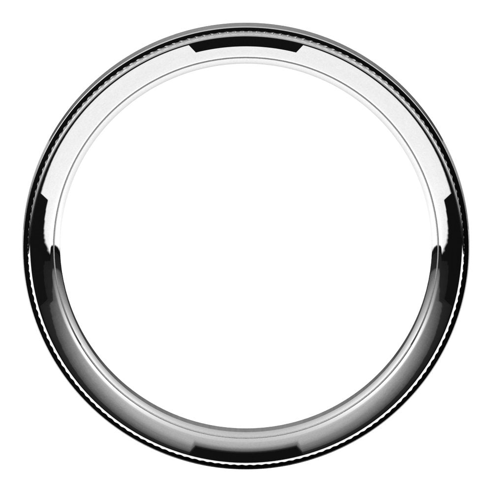 18K White 2.5 mm Milgrain Stepped-Edge Comfort-Fit Flat Band Size 10