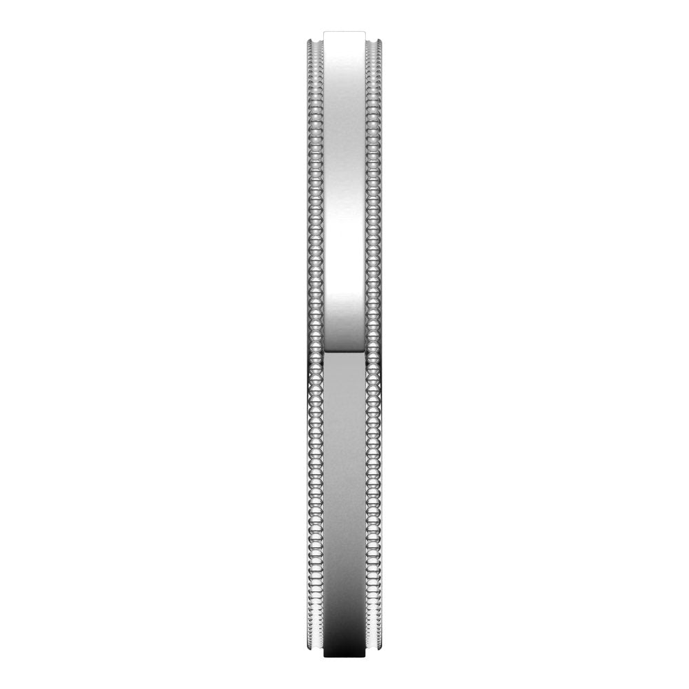 14K White 2.5 mm Milgrain Stepped-Edge Comfort-Fit Flat Band Size 5