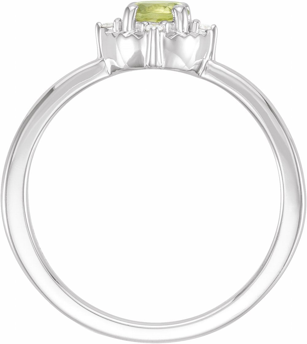 Sterling Silver Natural Peridot & .04 CTW Natural Diamond Halo-Style Ring