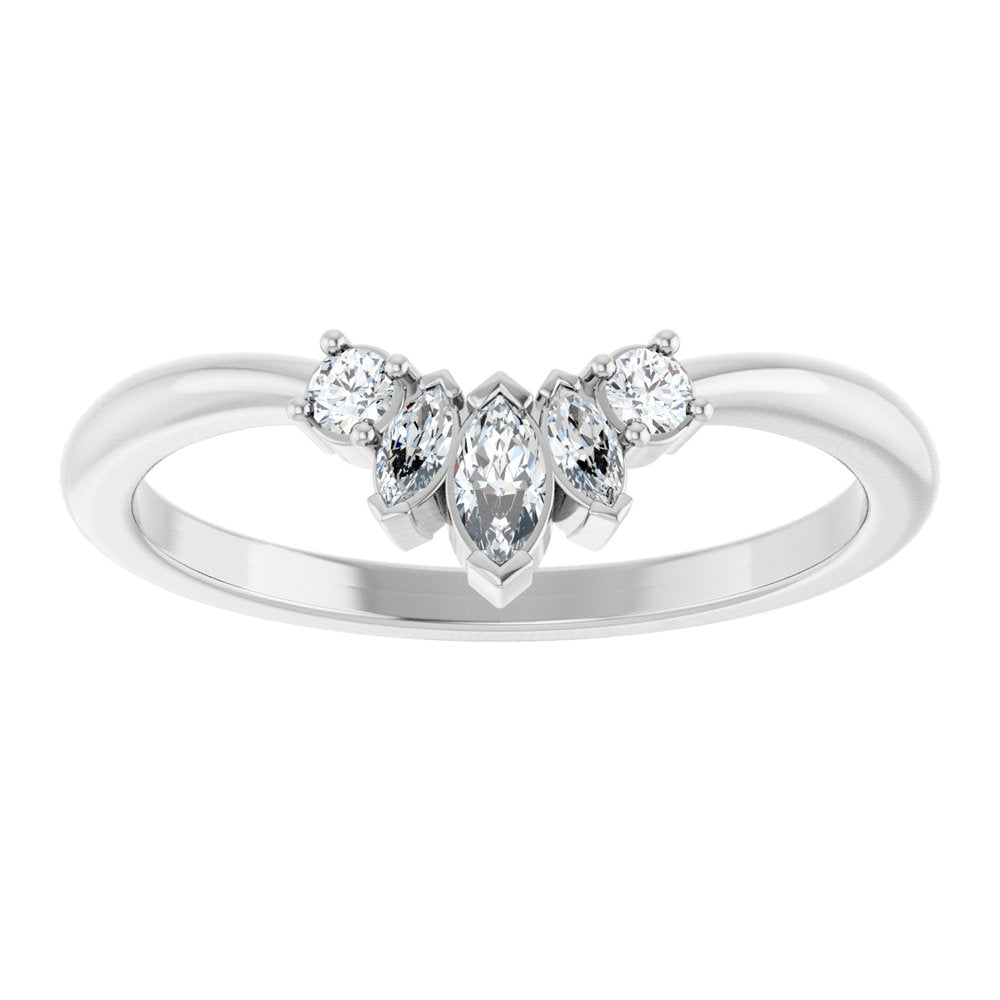 14K White Gold 1/6 CTW Natural Diamond Contour Band