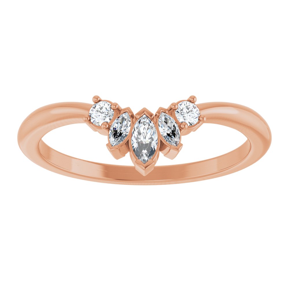 14K Rose Gold 1/6 CTW Natural Diamond Contour Band