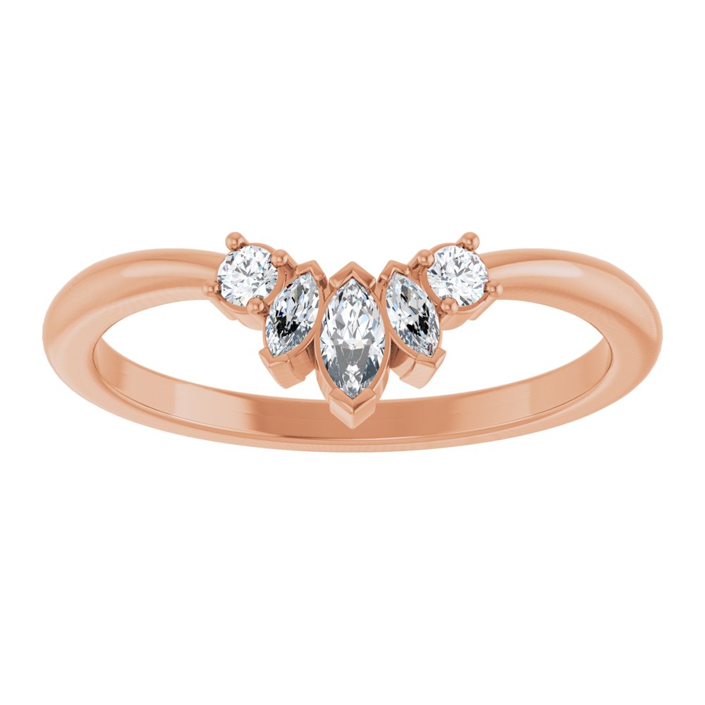 14K Rose 1/6 CTW Lab-Grown Diamond Accented Contour Band