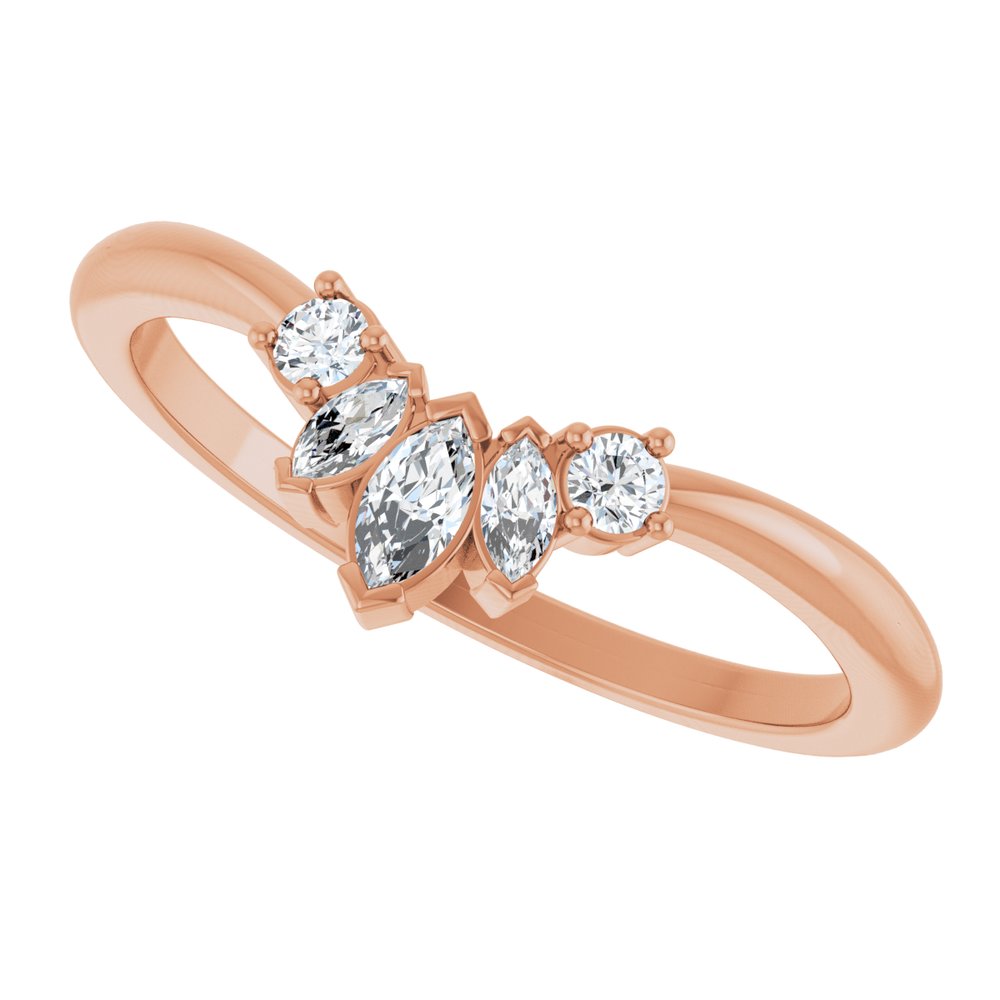 14K Rose Gold 1/6 CTW Natural Diamond Contour Band
