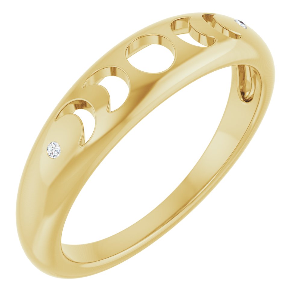 14K Yellow Gold .015 CTW Natural Diamond Moon Phase Ring