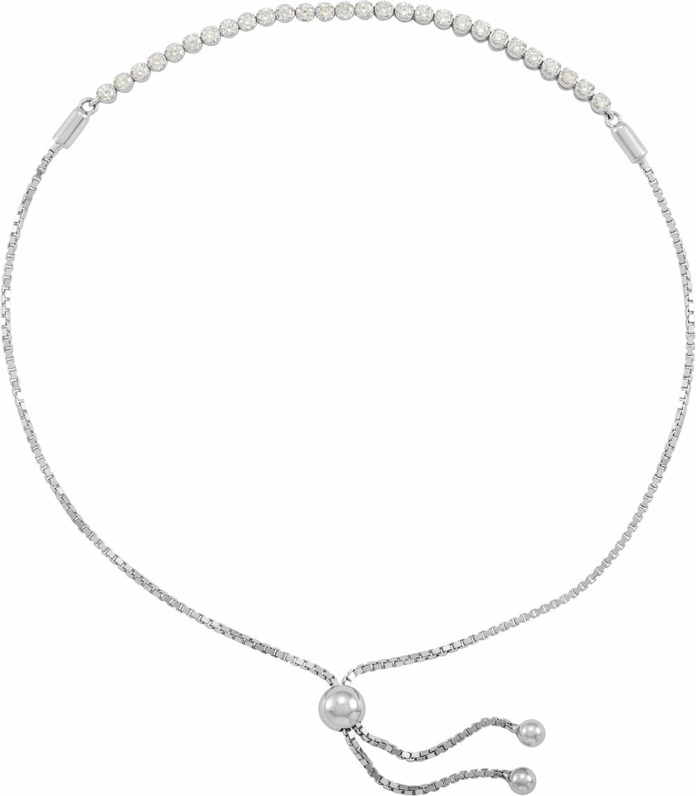 14K White Gold 1/2 CTW Natural Diamond Bolo 9 1/2" Bracelet