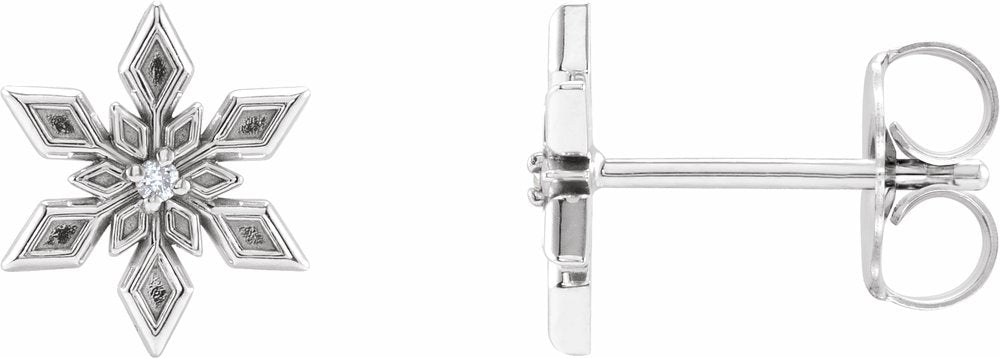 14K White Gold .0075 CTW Natural Diamond Snowflake Earrings