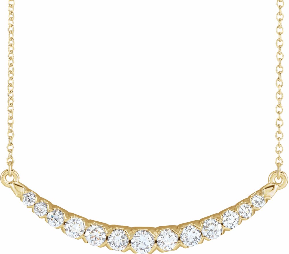 14K Yellow Gold 3/4 CTW Lab-Grown Diamond French-Set Bar 18" Necklace