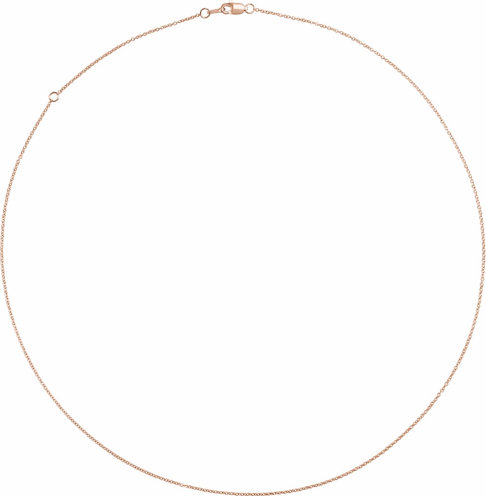 14K Rose Gold 1 mm Adjustable Cable 16-18" Chain