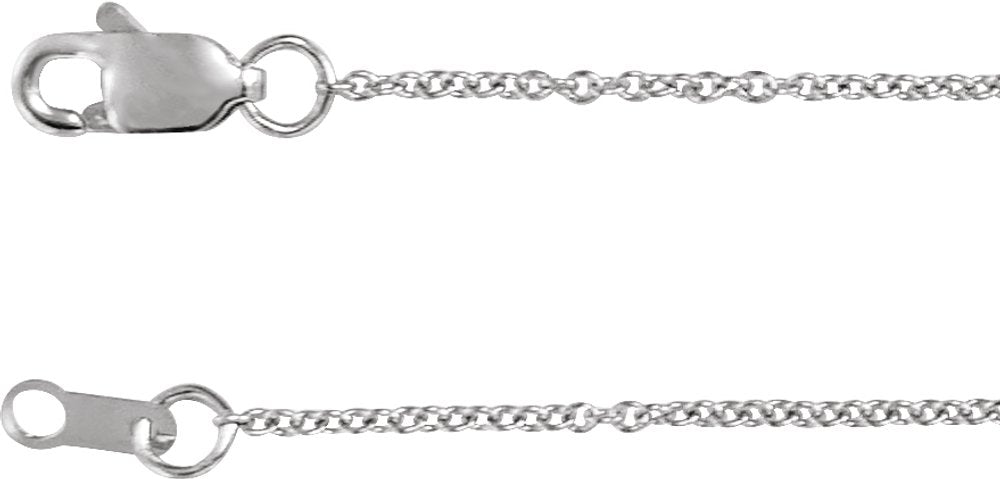 14K White Gold 1 mm Adjustable Cable 6 1/2-7 1/2" Chain