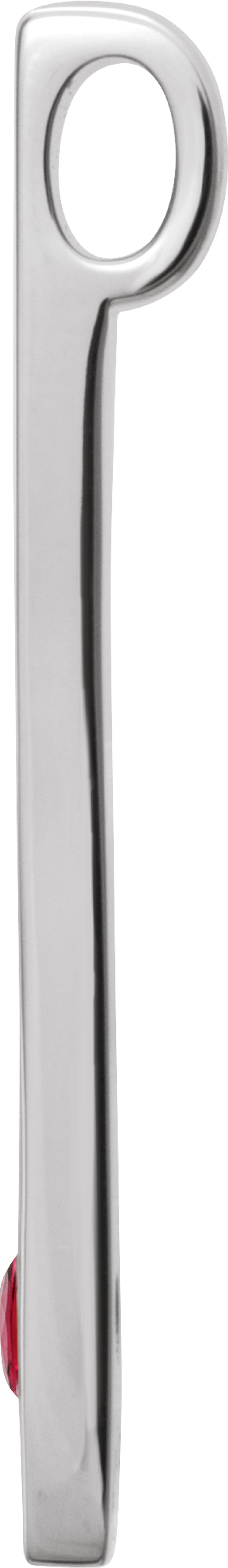 14K White Natural Ruby Family Engravable Bar Pendant