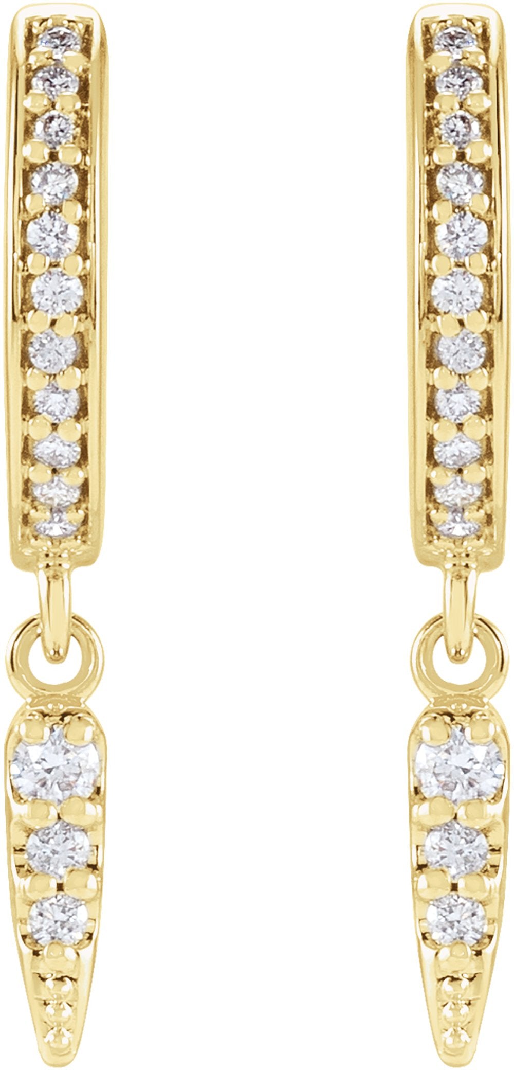 14K Yellow Gold 1/5 CTW Natural Diamond Hinged Hoop Spike Earrings