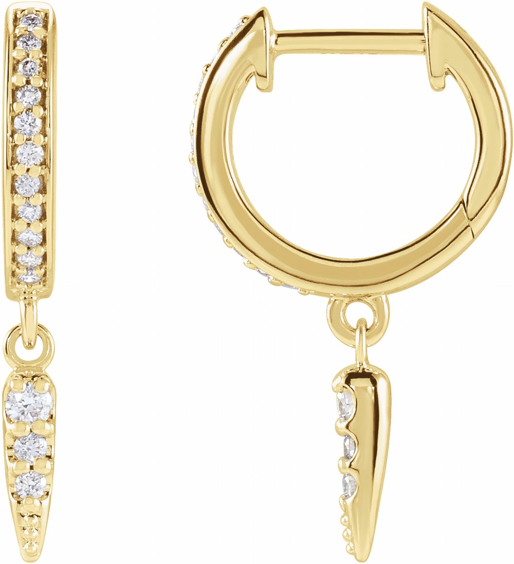 14K Yellow Gold 1/5 CTW Natural Diamond Hinged Hoop Spike Earrings