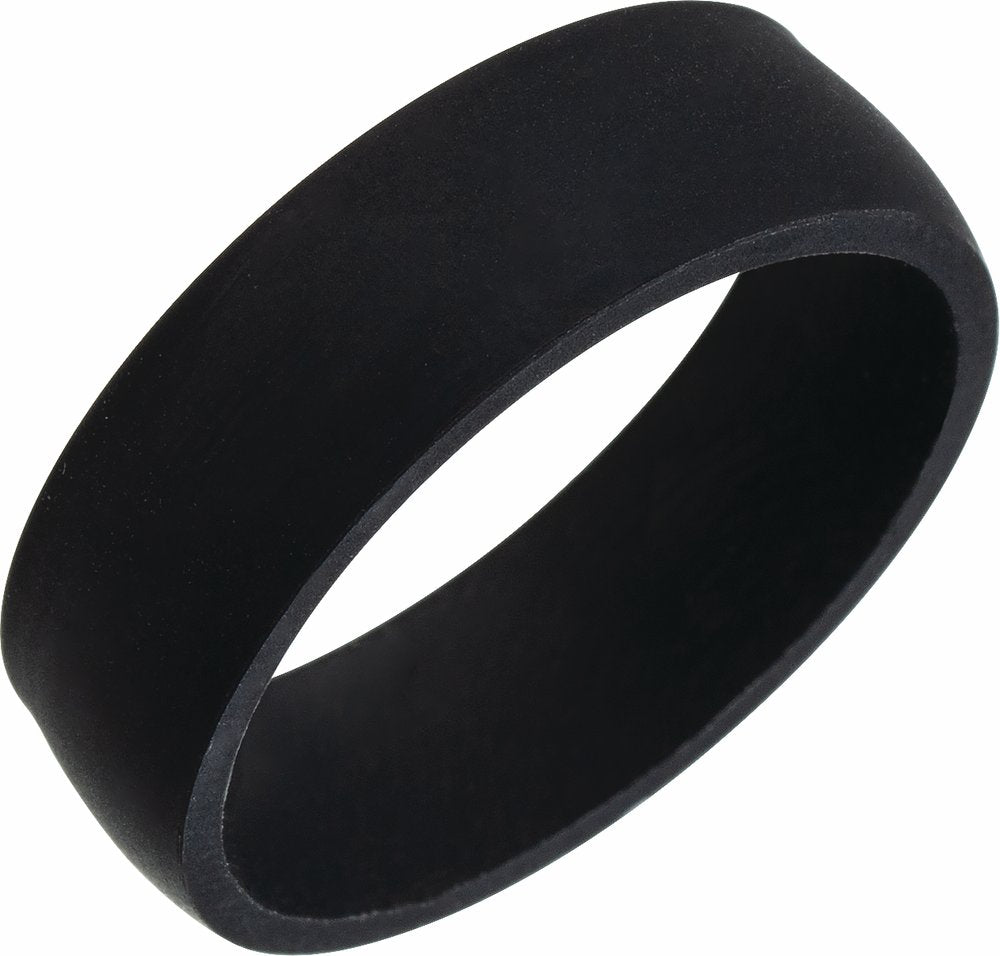 Black Silicone 7 mm Comfort-Fit Half Round Band Size 5