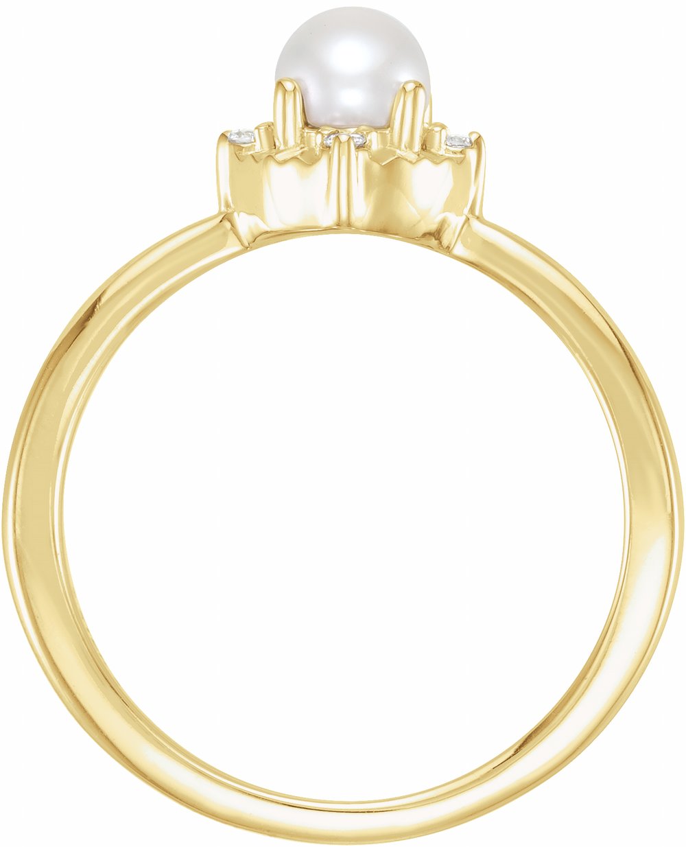 14K Yellow Gold Cultured White Freshwater Pearl & .04 CTW Natural Diamond Halo-Style Ring