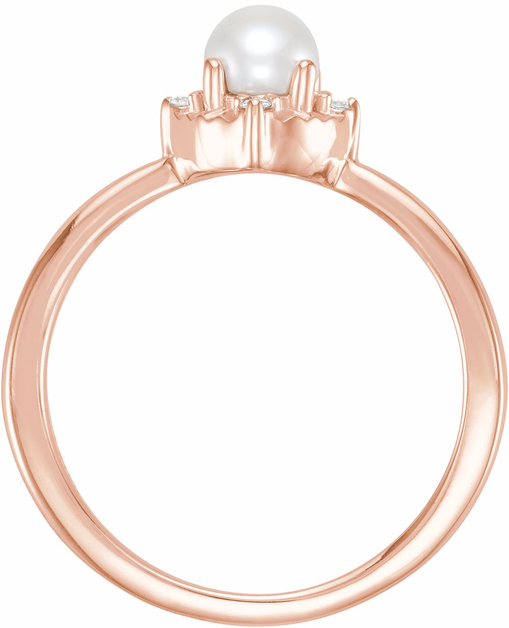 14K Rose Gold Cultured White Freshwater Pearl & .04 CTW Natural Diamond Halo-Style Ring