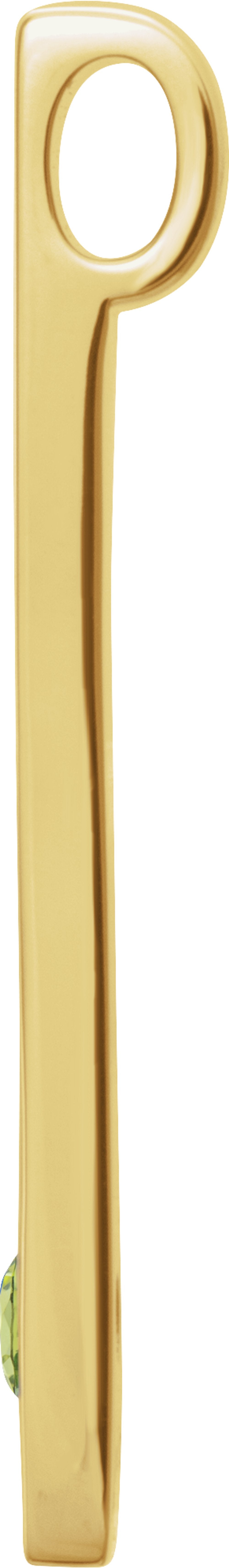 14K Yellow Natural Peridot Family Engravable Bar Pendant