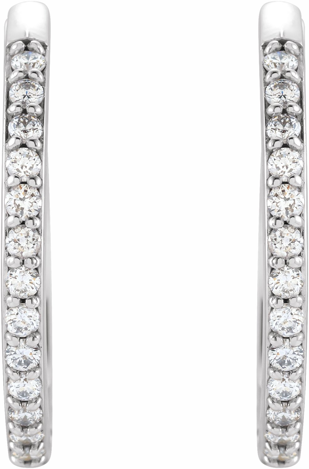 14K White Gold 1/5 CTW Natural Diamond Hinged 18 mm Hoop Earrings