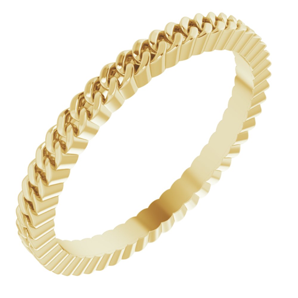 10K Yellow Gold 2 mm Chain Link Band Size 7.5