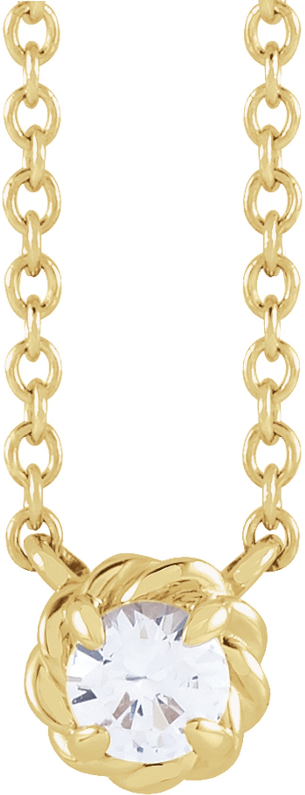 14K Yellow Gold 1/10 CT Natural Diamond Claw-Prong Rope 18" Necklace