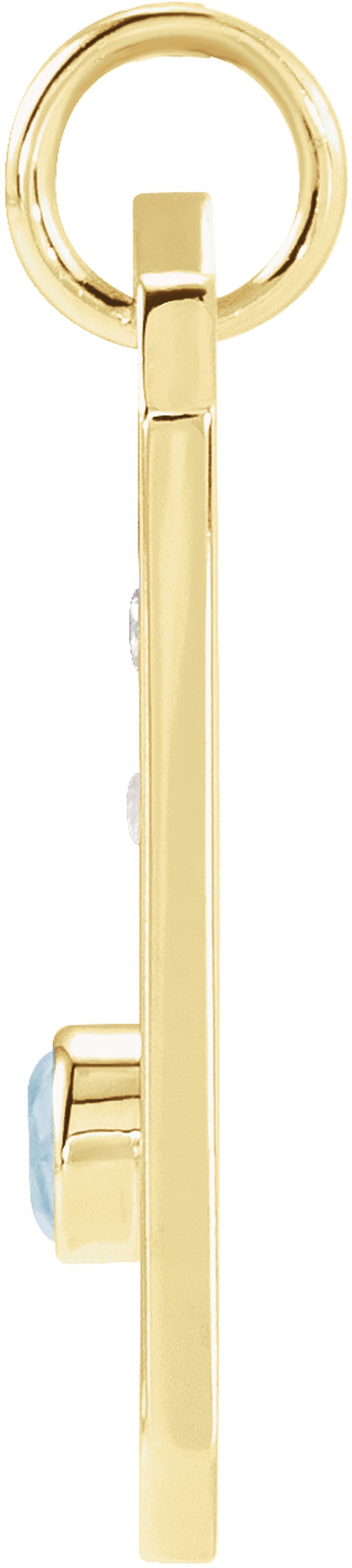 14K Yellow Natural Aquamarine & .01 CTW Natural Diamond Cancer Constellation Pendant