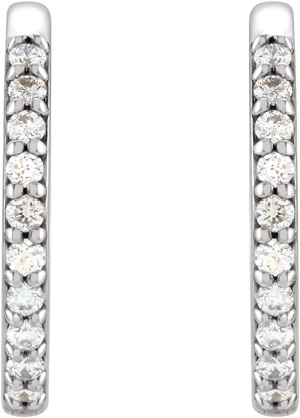 14K White 1/6 CTW Natural Diamond Hinged 15 mm Hoop Earrings