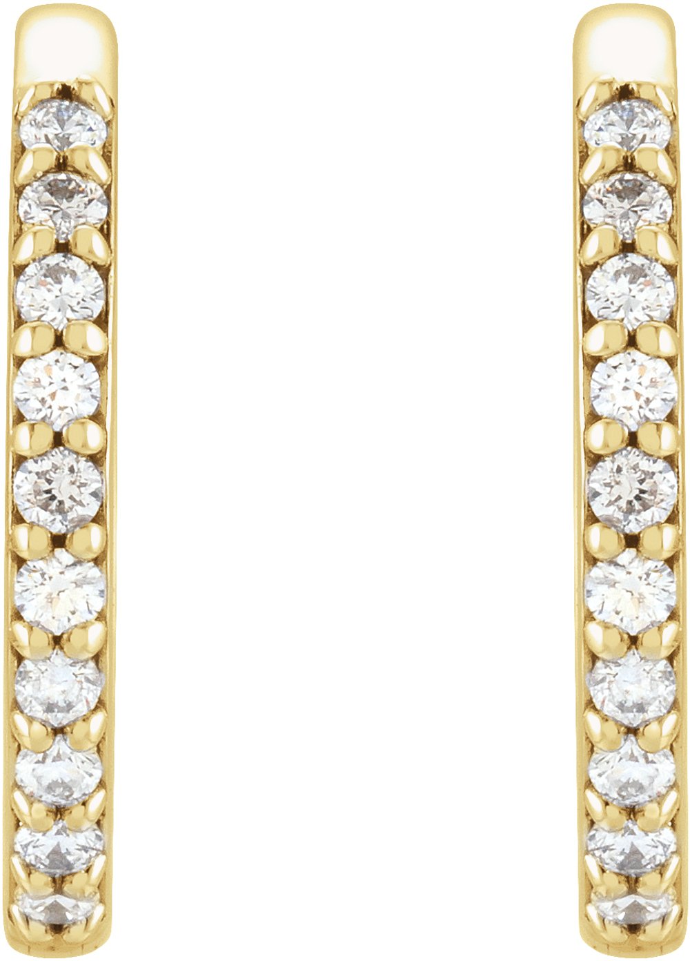 14K Yellow Gold 1/6 CTW Natural Diamond Hinged 15 mm Hoop Earrings