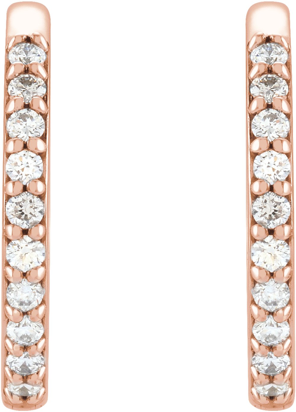14K Rose Gold 1/6 CTW Natural Diamond Hinged 15 mm Hoop Earrings